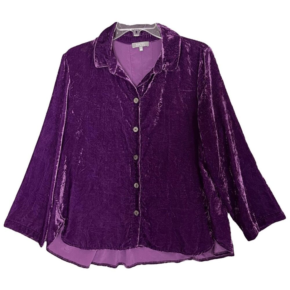 Habitat Purple Velvet Top Size S Whimsigoth Witchy Lagenlook Artsy Holiday Party
